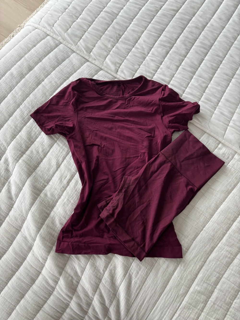 Women’s Short Sleeve Tee  and matching shirt in Deep Burgundy